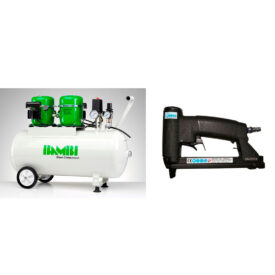 Bambi 24 Ltr Standard Double Pump Compressor Kit - with wheels and HEICO Staple Gun