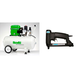 Bambi 24 Ltr Standard Silent Air Compressor Kit - with wheels and HEICO Staple Gun